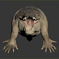 Realistic Crocodile 3D Model With Open Mouth Sharp Teeth And Striped Skin 3d model