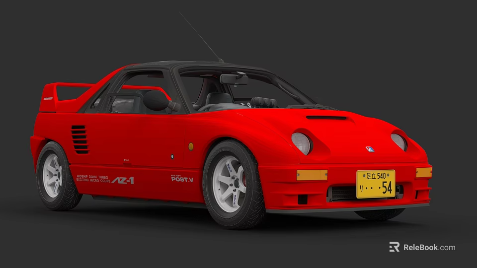 Red Modified Sports Car With Black Roof And Aerodynamic Body Design 3d model 