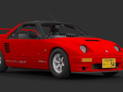 Red Modified Sports Car With Black Roof And Aerodynamic Body Design 3d model