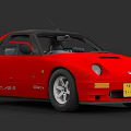 Red Modified Sports Car With Black Roof And Aerodynamic Body Design