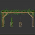 Wooden Pergola With Latticed Roof And Vines Decoration Plus Decorative Screens For Outdoor Garden