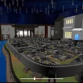Cultural Center Showcasing Ancient City Model With Night Scene Lighting And Silhouettes