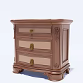 Classic Brown Wooden Nightstand With Three Drawers And Carved Decorative Details