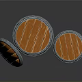 Wooden Barrels for Household with Wood Grain Metal Hoops Open Lid on Black Surface