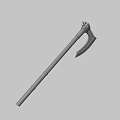 Medieval Battle Axe Featuring Wooden Handle Metal Blade Decorative Spikes And Green Gemstone