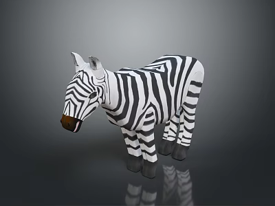 Zebra Animal Character 3D Render Model With Black White Stripes And Glossy Surface Reflection 3d model