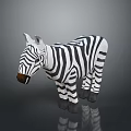 Zebra Animal Character 3D Render Model With Black White Stripes And Glossy Surface Reflection 3d model