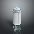 Cylindrical Industrial Device With Silver Top White Body And Metal Support Legs