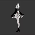 Elegant White Blouse Paired With Black Skirt Red Accents White Tights And Red Shoes