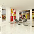 Shopping Mall Store Interior With Marble Floor Lounge Sofa Counter And Chandelier