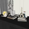 White Inflatable Ring Ornament Placed On Stacked Books With Decor Items 3d model