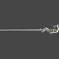 Ornate Weapon Design With Engraved Wings And Coiled Snakes On Metallic Staff