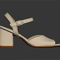 Elegant Rose Gold Block Heel Sandals With Open Toe Ankle Strap Design 3d model