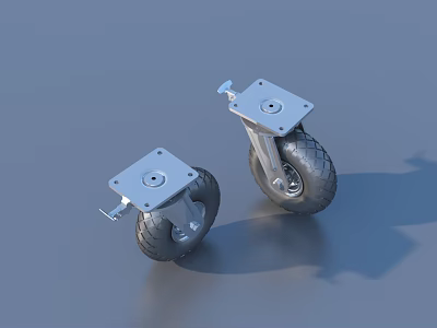 Heavy Duty Furniture Casters With Square Mounting Plate And Rubber Wheels 3d model