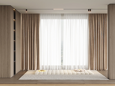 Modern Curtain Dream Gauze Curtain Vertical Curtain Fabric Curtain Tatami Cushion Pillow 3d model