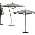 Outdoor Architectural Umbrella Structures With Various Designs Metal Frames And Gray Canopies