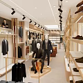 Modern Clothing Store Interior With Suits Mannequins Shelves And Lighting
