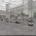 Elegant Modern Hotel Lobby Interior With Marble Floor Columns Front Desk Green Plant And Lighting