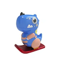 Blue Cartoon Dinosaur Figure With Colorful Details And Red Base