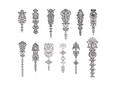 Ornate Architectural Components With Intricate Carvings Diverse Designs And Decorative Patterns 3d model