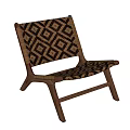 Woven Leisure Chair With Geometric Diamond Pattern And Wooden Frame Design