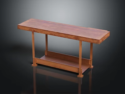 Wooden Console Table With Lower Shelf And Sturdy Legs For Home Interior Design 3d model