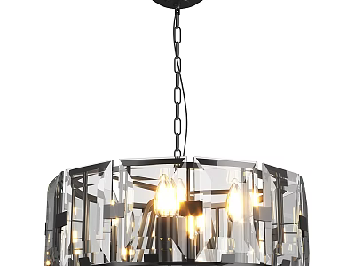 Modern Crystal Chandelier With Hanging Metal Chain And Illuminated Glass Shades 3d model