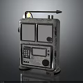 Vintage Electronic Device With Control Panel Dual Display Screens Buttons Knobs And Metal Handle 3d model