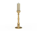 Golden Decorative Candlestick Featuring Cylindrical Candle Round Base And Ornate Column Design