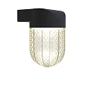 Modern Illuminated Wall Light With Black Fixture And Diamond Patterned Glass Shade