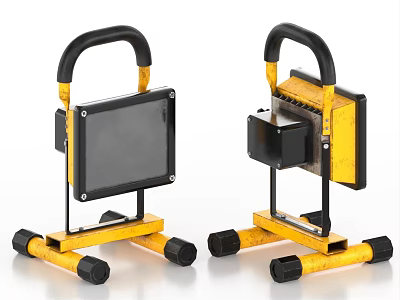 Industrial Style Floor Lamps With Yellow Black Metal Frame And Tripod Base 3d model