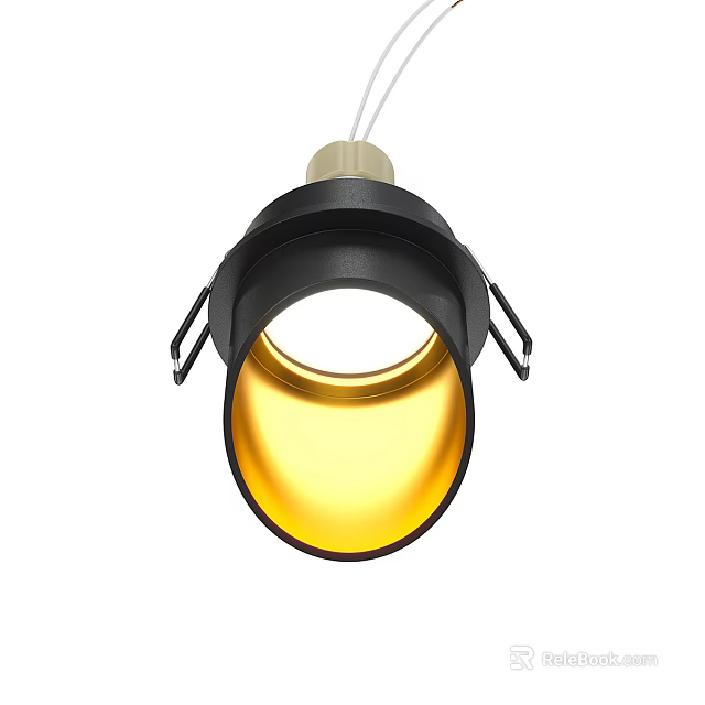 Modern Black Housing Downlight Spotlight With Yellow Light Source And Sleek Design 3d model 