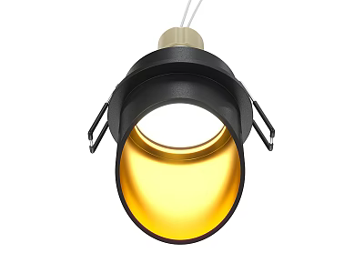 Modern Black Housing Downlight Spotlight With Yellow Light Source And Sleek Design 3d model