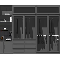 Spacious Modern Wardrobe Featuring Glass Doors Storage Drawers And Hanging Shelves