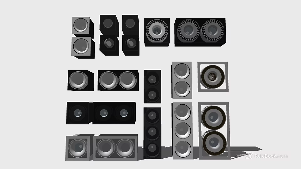 Modern Downlights And Spotlights With Various Designs Round Square Shapes Black Silver Finish 3d model 