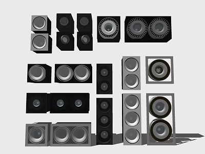 Modern Downlights And Spotlights With Various Designs Round Square Shapes Black Silver Finish 3d model