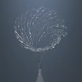 Elegant Transparent Fan Shaped Water Splash Structure On Dark Background