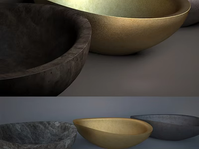 Modern Bowl Shaped Washbasins In Different Stone Materials And Colors 3d model
