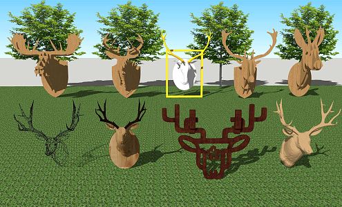 Modern Animal Wall Decoration Wall Decoration Iron Deer Cattle Sheep Moose Head Craft Decoration Pendant 3d model