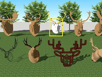 Modern Animal Wall Decoration Wall Decoration Iron Deer Cattle Sheep Moose Head Craft Decoration Pendant 3d model