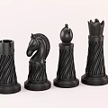 Black Chess Pieces Set Featuring King Queen Knight For Strategic Board Game Entertainment