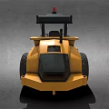 Yellow Road Roller With Large Drum Black Tires And Operator Cabin 3d model