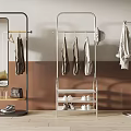 Modern Clothes Racks with Mirror Shoe Shelves Hanging Coats Jackets and Shoes Minimalist Design