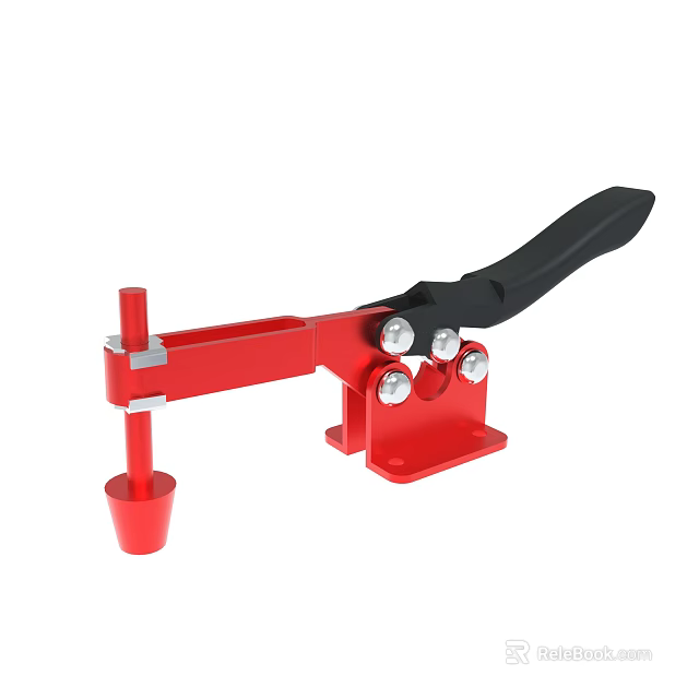 Red Manual Clamp Tool With Black Handle And Metal Base Screws 3d model 
