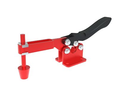 Red Manual Clamp Tool With Black Handle And Metal Base Screws 3d model