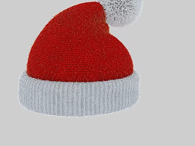 Red Knitted Santa Hat With White Trim And Pom Pom Design 3d model