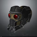 Futuristic Sci Fi Tactical Helmet With Metallic Finish Red Lenses And Mechanical Design For Cosplay