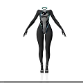 Futuristic Female 3D Model In Sleek Black And White Bodysuit With Blue Accents