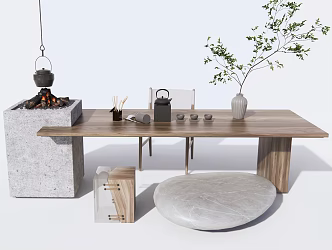 Modern Tea Table and Chair Leisure Chair Tea Set 3d model