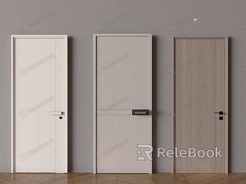 Modern Cream Style Flat Door Bedroom Solid Wood Single Door model